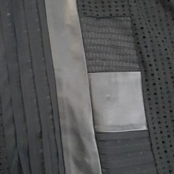 Nanette Lepore Black Leather Silk Cut Outs Long Sleeve Zipper Sheath Dress Size2 - Picture 6 of 7